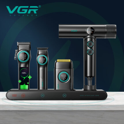 ست ماشین اصلاح حرفه‌ای وی جی آر مدل VGR-STEBLRES PRO 4in1 (اصل با ۱۸ ماه گارانتی)